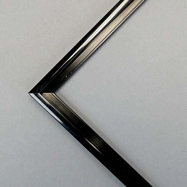 Shiny black aluminum frame profile.